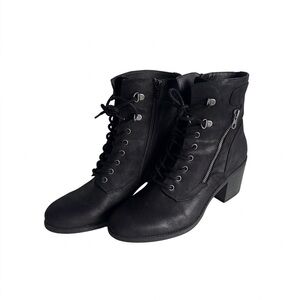 Women’s Heeled Combat Ankle Boot Black Size 9M White Mountain Dorian Bootie